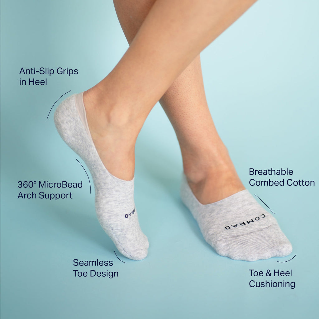 Combed Cotton No Show Socks - 3 Pack