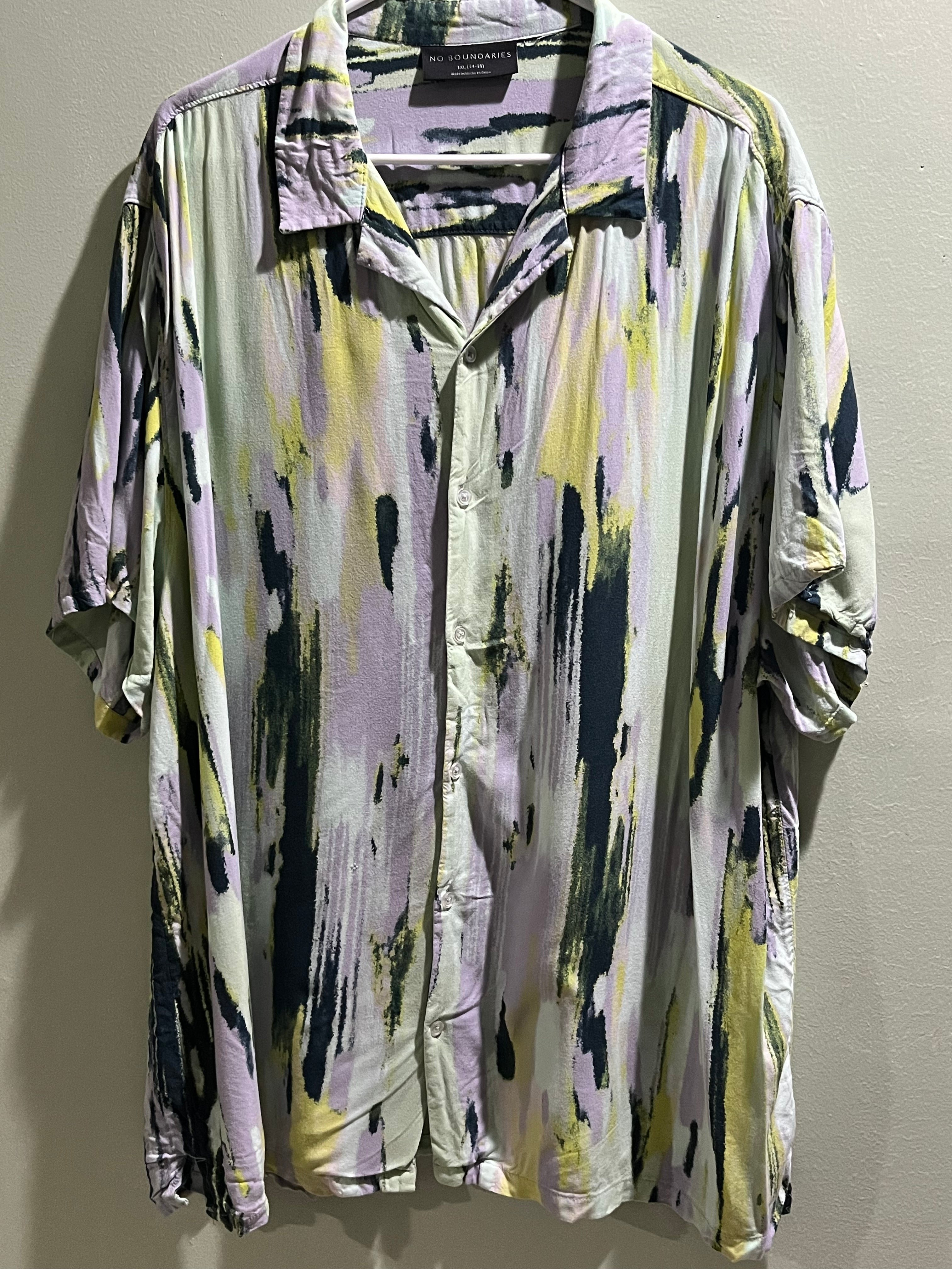 No Boundaries Men's Colorful Button Down Shirt – Plus Size 3XL