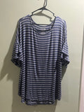Time and Tru Blue & White Stripe Ruffle Sleeve Top – Size XXL