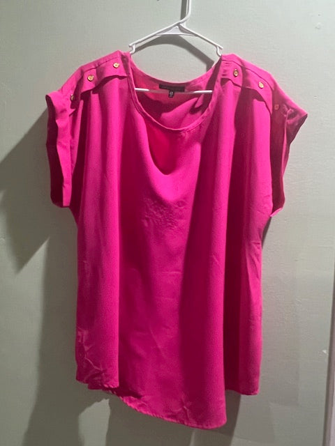 New Glory Fuchsia Shoulder Button Dressy Top – Size 2X