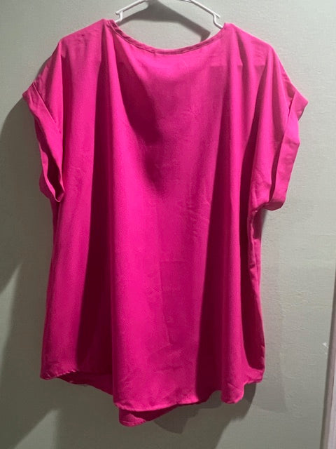 New Glory Fuchsia Shoulder Button Dressy Top – Size 2X