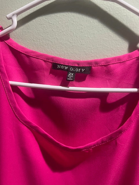 New Glory Fuchsia Shoulder Button Dressy Top – Size 2X