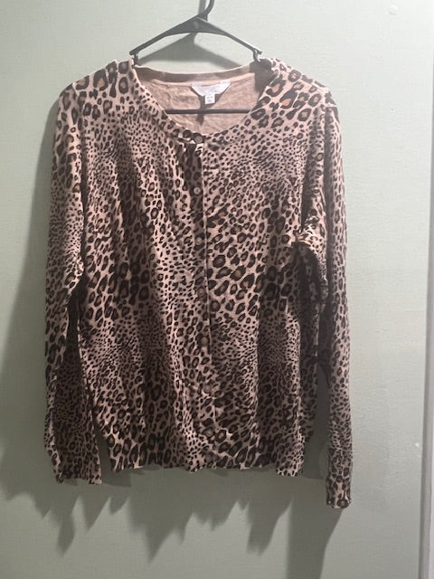 Time and Tru Leopard Print Cardigan – Size L