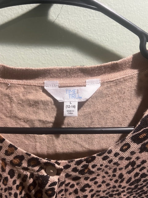 Time and Tru Leopard Print Cardigan – Size L