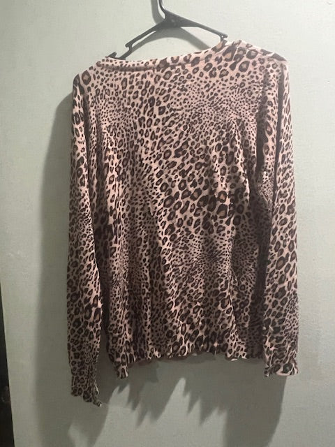 Time and Tru Leopard Print Cardigan – Size L