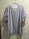 Terra & Sky Plus Size Gray Ruffle Sleeve Top – Size 2X