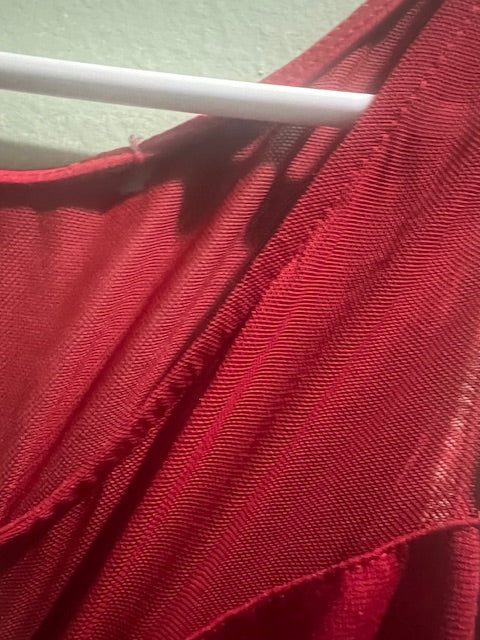Sexy Red Partial Mesh Top – Approx. Size XL