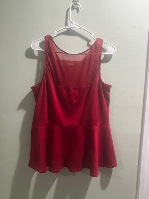 Sexy Red Partial Mesh Top – Approx. Size XL