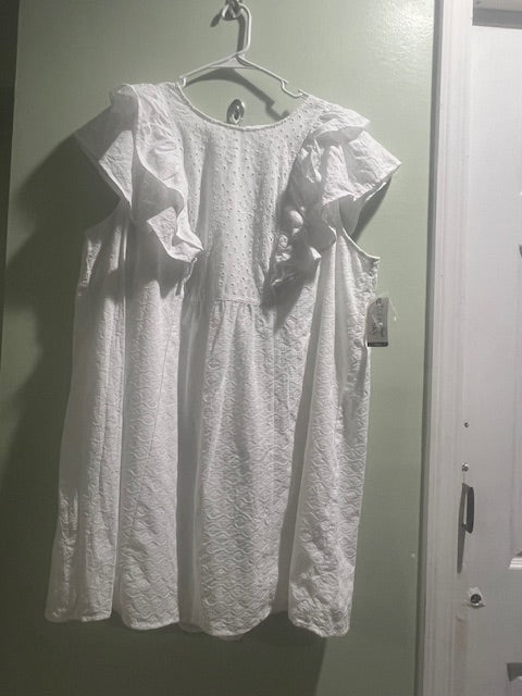 Terra & Sky White Woven Eyelet Dress – Plus Size 2X