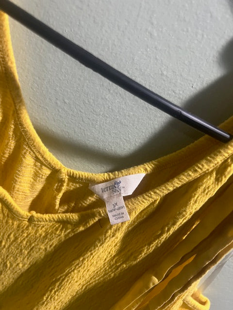 Terra & Sky Yellow Peplum Sleeveless Top – Size 3X