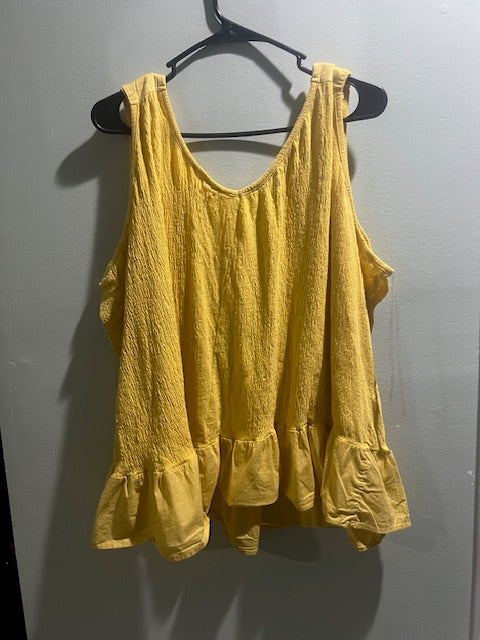 Terra & Sky Yellow Peplum Sleeveless Top – Size 3X