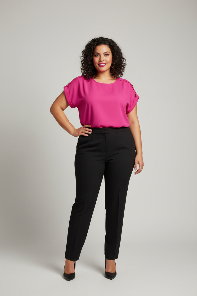 Fuchsia Blouse on plus-size model