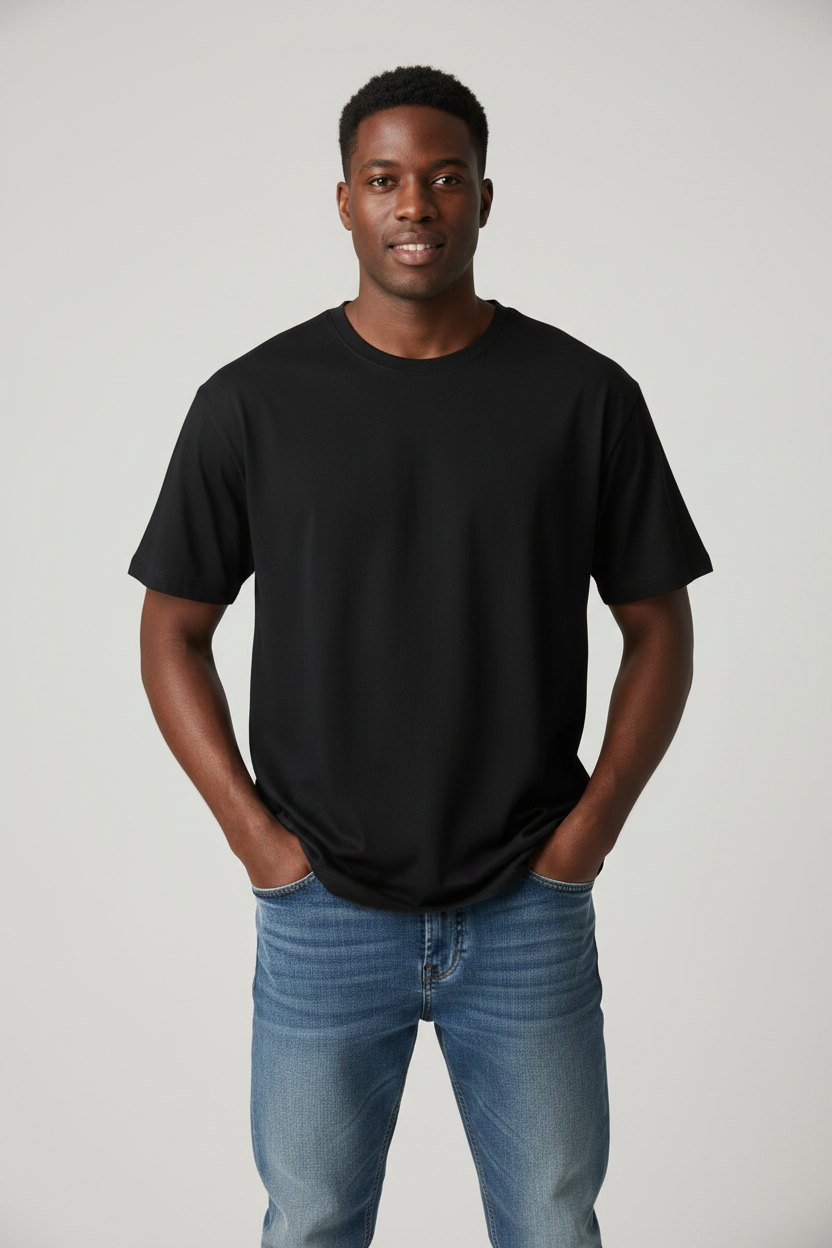Goodfellow Black Tee on Model