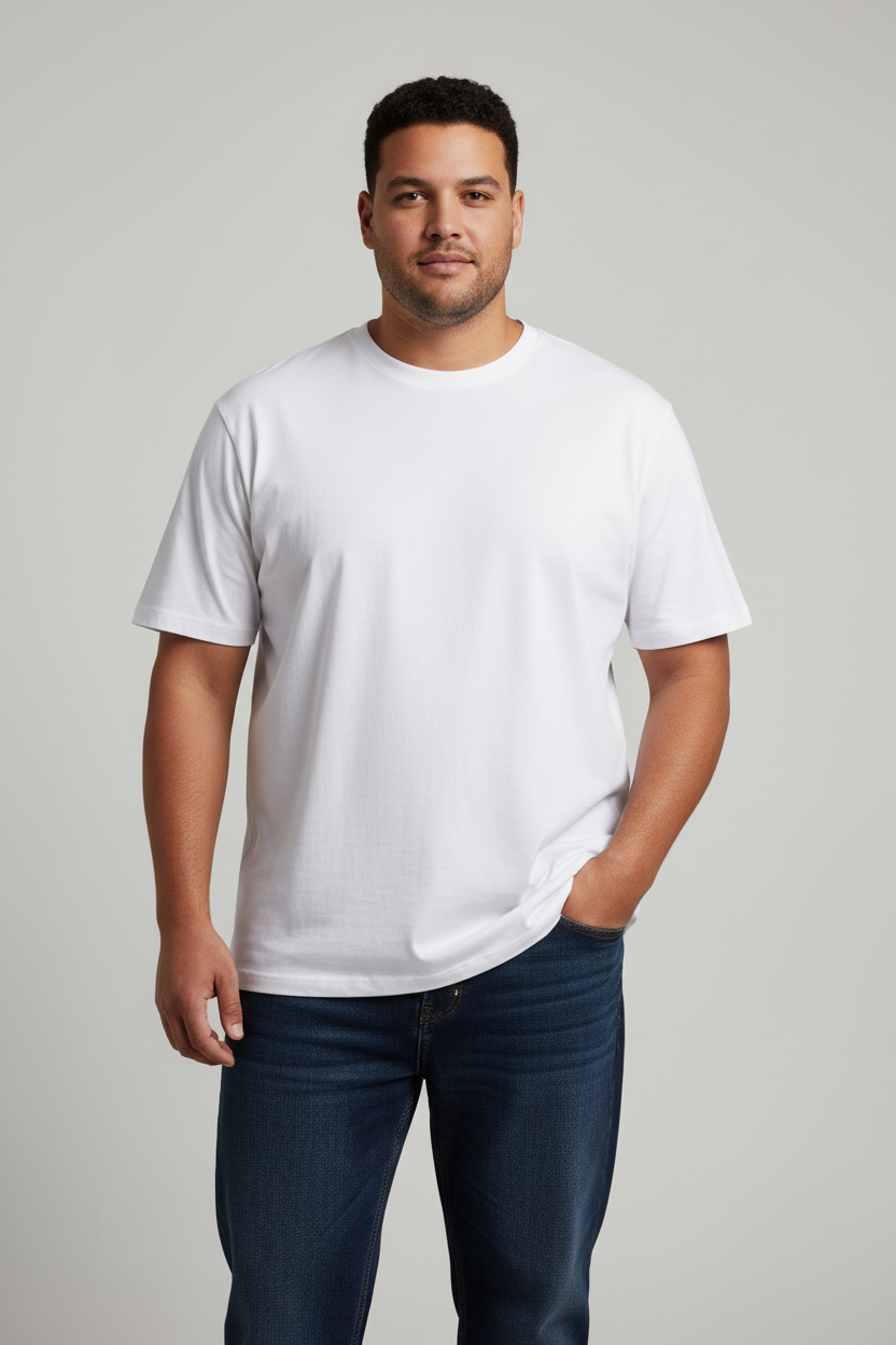 Goodfellow White Crew Neck Tee on Male Model