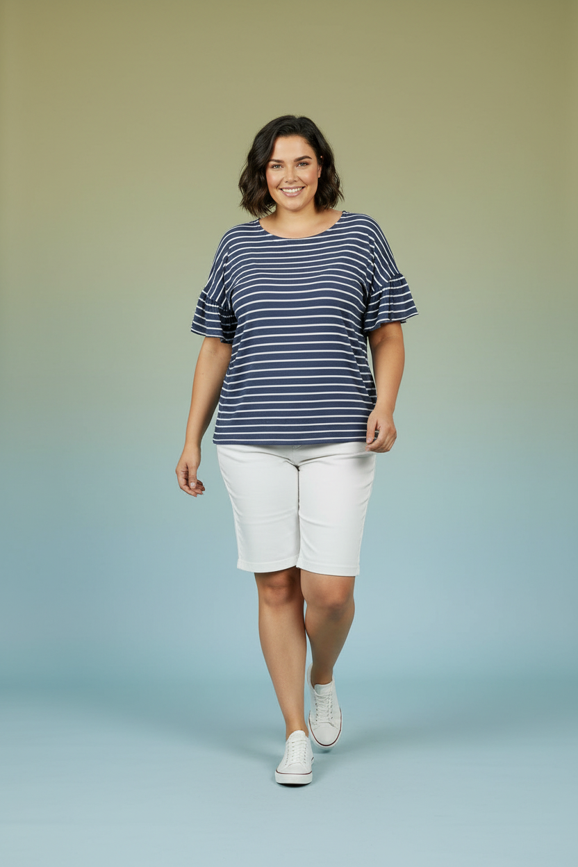 Navy Striped Top - Clean Complementary Background