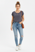 NOBO Gray Cap Sleeve Tee - Straight Hem
