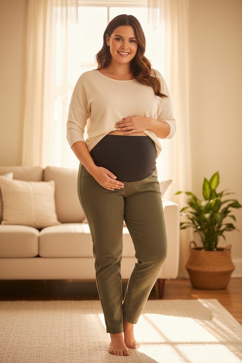 Plus Size Maternity Pants on Model