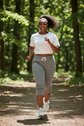 Wild Fable White Crop Top - African-American Model Jogging