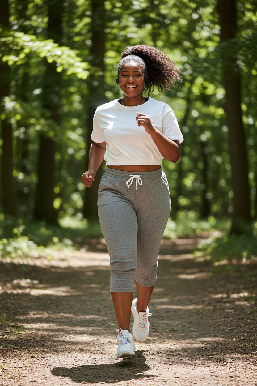 Wild Fable White Crop Top - African-American Model Jogging